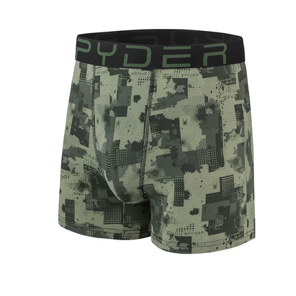 Spyder Mens Boxer Briefs Performance Nylon Mesh Sports Underwear, Green/Black/Green/Brown, M