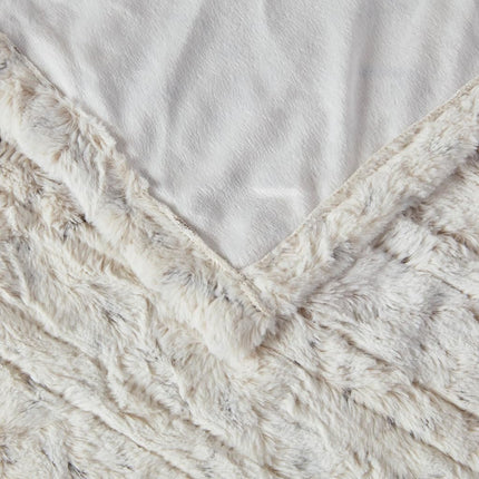 Beautyrest Zuri Reversible Faux Fur to Mink Electric Blanket, Auto Shut Off, Virtually Zero EMF, Multi Heat Setting, UL Certified, Machine Washable, Snow Leopard Throw 50x70