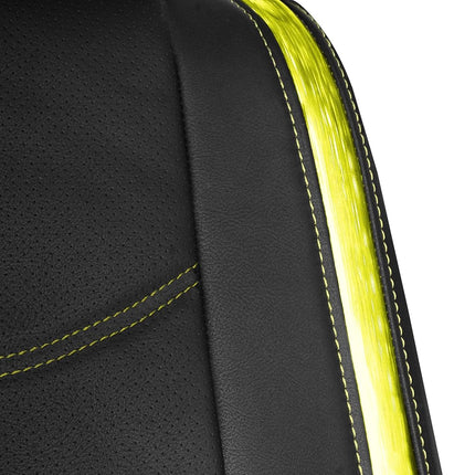 FH Group Housse de Siège Auto Complète en Similicuir - Ajustement Universel, Housses de Sièges Avant à Dossier Bas, Compatible Airbag, Banquette Arrière Divisée, Housse de Siège pour SUV, Berline, Jaune