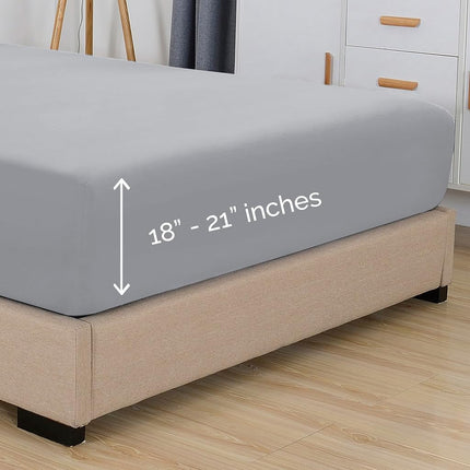 Elegant Comfort Premium Hotel Quality Extra Deep Pocket 18" - 21" Single Fitted Sheet for High Mattress, Luxury & Softest 1500 Thread Count Egyptian Quality Smart Pocket, California King, Silver