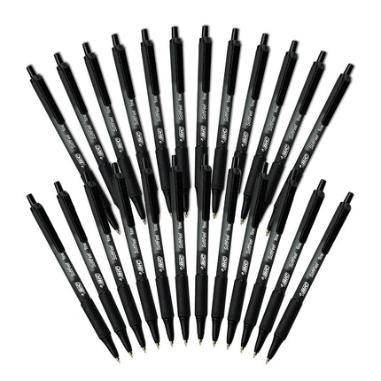BIC Soft Feel Retractable Ball Point Pen, Fine Point, Black Ink (24-Count, Black, Fine Point)
