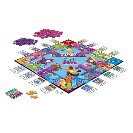 MONOPOLY Fall Guys Ultimate Knockout Edition Board Game for Players Ages 8 and Up, Dodge Interactive Obstacles, Includes Knockout Die