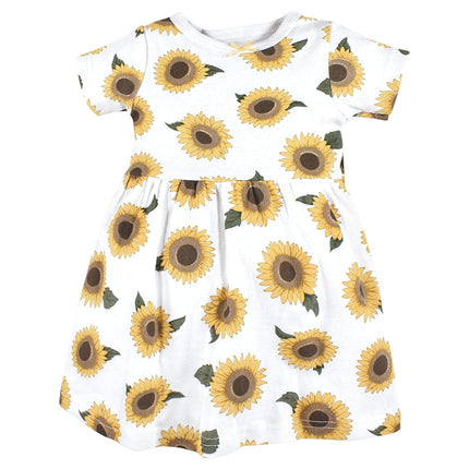 Hudson Baby Robes en Coton pour Bébés Filles, Tournesol, 6-9 Mois