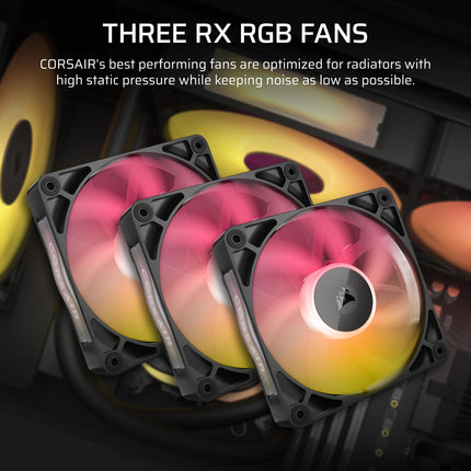 Corsair iCUE LINK TITAN 360 RX RGB Liquid CPU Cooler – 360mm AIO – 3x RX120 RGB Fans Included – Fits Intel LGA 1851/1700, AMD AM5/AM4 – iCUE LINK System Hub Included – Black