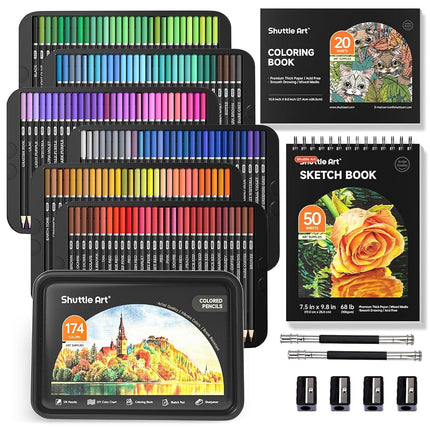 Shuttle Art 174 Professional Colouring Pencils, Co
