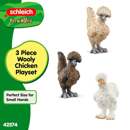 Schleich Farm World - 3Pc Chicken Friends Toy Figurine - Kids 3+ | 42574