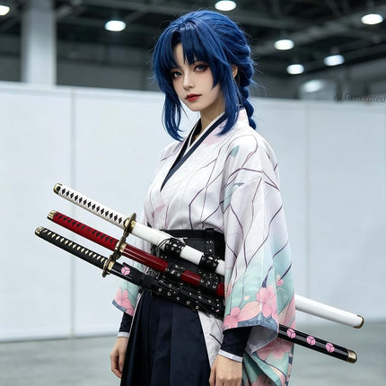 Sword Bag Sword Carry Case Back Strap Waistband for Ninja Hero Cosplay Anime Costume, Waistband for Three Sword