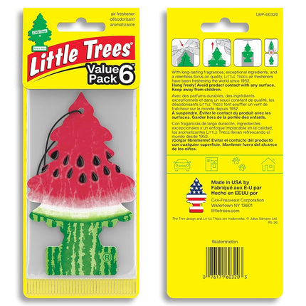 Little Trees Car Air Freshener I Hanging Tree Provides Long Lasting Scent for Auto or Home I Watermelon, 6-Packs (4 Count)