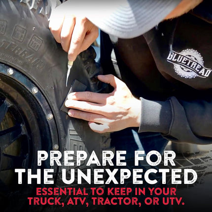 GlueTread External Patch Kit - for Tubeless Tires - No Need to Remove Tire - Kit Includes Enough Material to Patch 4 Tires - ATV Sidewall Repair Kit