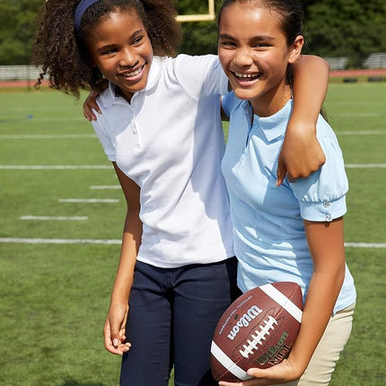 French Toast girlsSA9432Puff-sleeve Polo School Uniform Polo Shirt - Blue - X-L