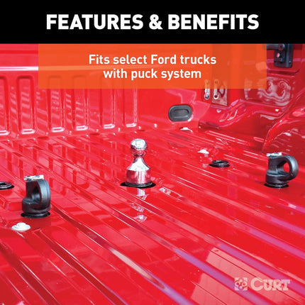 CURT 60691 OEM Puck System Gooseneck Safety Chain Anchors, 30K, Fits Select Silverado, Sierra 2500, 3500 HD, F-250, F-350, Nissan Titan XD