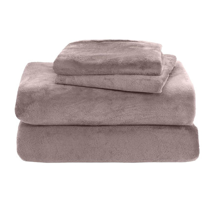 Elegant Comfort Luxuriously Soft 4-Piece Velvet Plush Flannel Sheet Set - Premium Quality - Cozy Warm, Anti-Static, Non Pilling Fuzzy Velvet Flannel Fleece Deep Pocket Sheet Set - Twin, Taupe