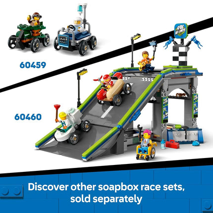 LEGO City Pizza vs. Fire Truck Race Car Pack Toy - Soapbox Car Toys for 5+ Year Old Boys & Girls - Fun Holiday or Birthday Gifts - Vehicle Set Includes 2 Minifigures - 60458