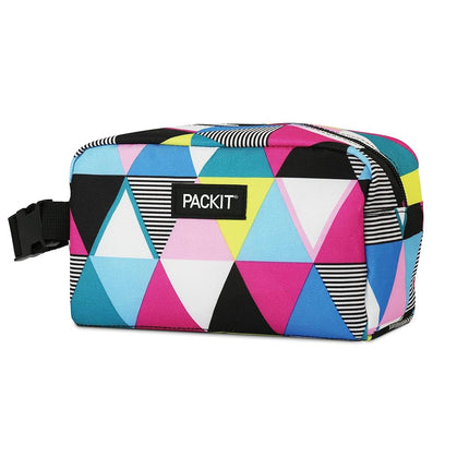 PackIt Freezable Snack Box, Triangle Stripes, Built with EcoFreeze Technology, Collapsible, Reusable, Zip Closure with Buckle Handle, Great for All Ages and Fresh Snacks on The go
