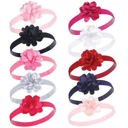 Hudson Baby Cotton and Synthetic Headbands, Size 0-24 Months, Satin Pink Black, One size