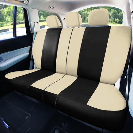 FH Group Automotive Seat Covers Black Universal Fit Bucket and Bench Cover for Cars, SUVs, and Trucks (Full Set Airbag Compatible with Split Bench) FB030BEIGEBLACK115-SEAT