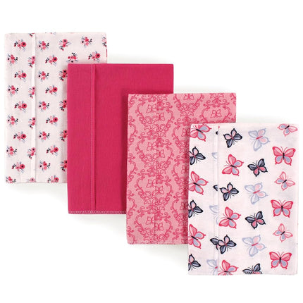 Hudson Baby Cotton Poly Flannel Burp Cloths Multipack, Butterflies 8-Pack, One Size