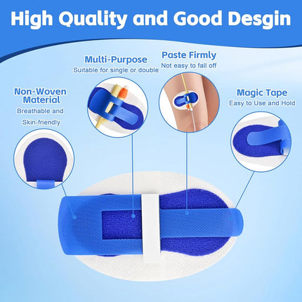 60 PCS Foley Catheter Stabilization Devices, Urinary Leg Bag Legband Holder Sticker, Catheter Supplies for PEG/G/Feeding Tube, Self Adhesive Catheter Tube Holder（Blue）