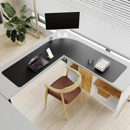 Mydours 57" x 57" x 20" L Shape Desk Pad Large Corner Mouse Pad (Black)