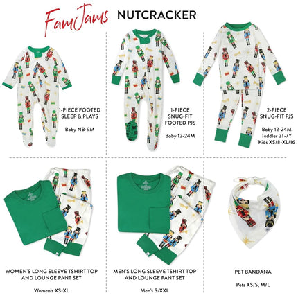 HonestBaby Family Matching Holiday Pajamas Organic Cotton for Men, Women, Kids, Toddlers, Baby Boys, Girls, Unisex Pets, Nutcracker, Medium