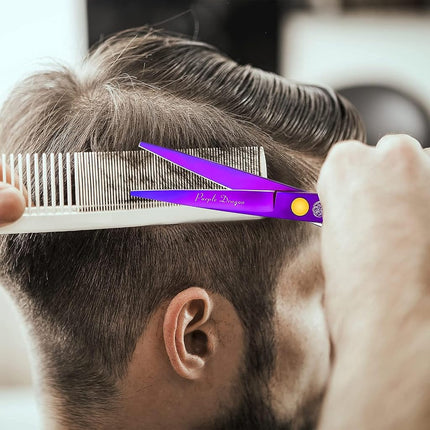 Purple Dragon 5.5 inch Hair Cutting Scissors Set with Razor, Titanium-Professional-Hairdressing, Barber Hair Cutting Shears Hair Thinning/Texturizing Shears for Professional Hairdresser or Home Use 5.5 inch Purple