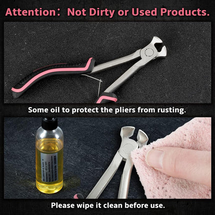 LEONTOOL Long Reach End Cutting Pliers 5.5 Inches End Nipper Cutting Pliers Nail Puller for Zipper Install Stops Repair Kit, Wire Cutter for Jewelry Making Working In Tight Spaces Pink Tool for Women