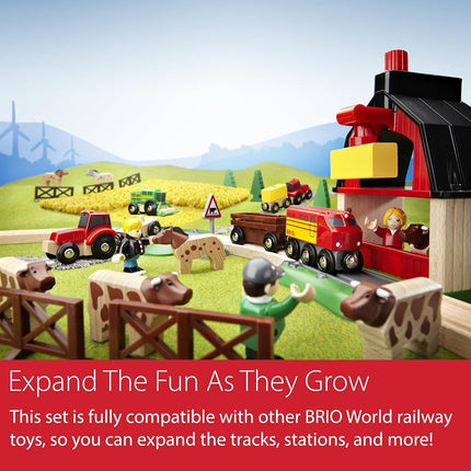 BRIO World Farm Engine Train Toy for Kids Age 3 Years Up - Wooden Railway Add On Accessories
