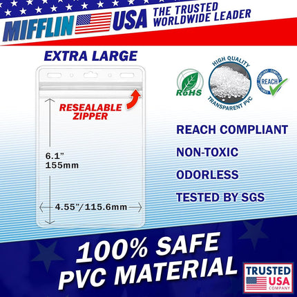 MIFFLIN 4x6 Passport Holders, Waterproof Extra Large ID Badge Holder 250 Clear