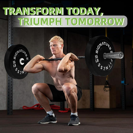 Signature Fitness 2" Olympic Bumper Plate Weight Plates with Steel Hub, 50-Pound Set, 2x 10LB, 2x 15LB