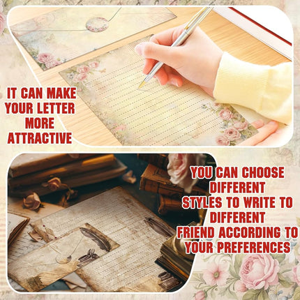 TaoBary 160 Pcs Vintage Stationery Paper and Envelopes Set, 8.5 x 11''