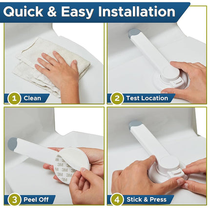 Baby Toilet Lock - Ideal Baby Proof Toilet Lid Lock with Arm - No Tools Needed Easy Installation with 3M Adhesive - Top Safety Toilet Seat Lock - Fits Most Toilets - White (2 Pack, White)