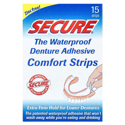 Secure Denture Adhesive Strips 15 ea (Pack of 7)