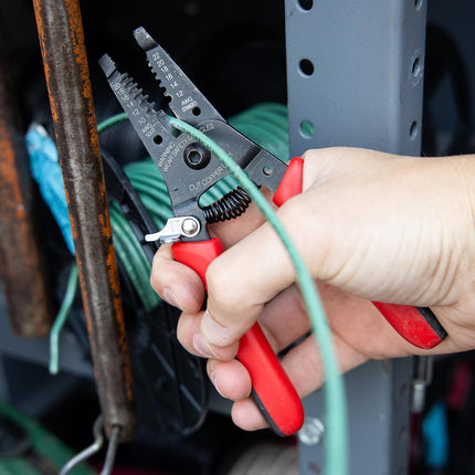 Gardner Bender GS-360 Electrical Wire Stripper & Lock Tool, Comfort Grip, Solid & Stranded Wire, 10-20 AWG,Red