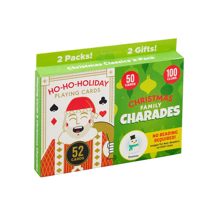 Buffalo Games - Holiday Family Card Game 2 Pack - Ho Ho Holiday Cards and Family Charades - Family Game Night Staple - Ages 6 and Up