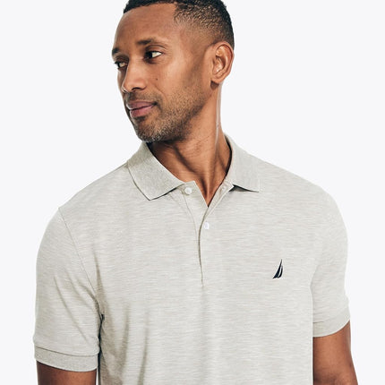 Nautica Men's Classic Short Sleeve Solid Performance Deck Polo Shirt, Navtech Performance Grey Heather., Large
