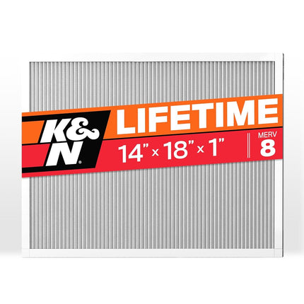 Filtro de aire para horno HVAC K&N 14X18X1, dura toda la vida, lavable, Merv 8, el último filtro HVAC que comprará, respire de forma segura en casa o en la oficina, HVC-8-11418
