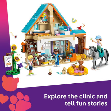 LEGO Friends Horse and Pet Vet Clinic Toy - incl. a Horse, Cat & 3 Dog Animal Figures, plus 3 Mini Dolls, a Stable and Accessories - Birthday Gift for 7+ Year Old Girls - 42651