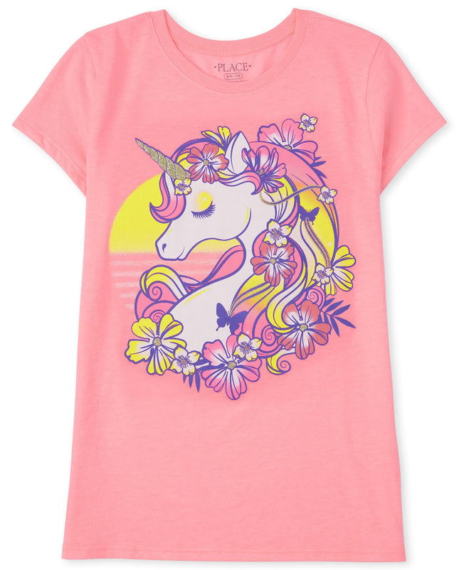 The Children's Place Girls' Unicorn Short Sleeve G