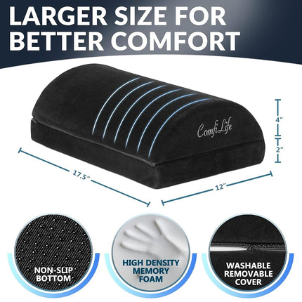 ComfiLife Adjustable Footrest Memory Foam - Ergonomic Design for Back and Hip (Black)