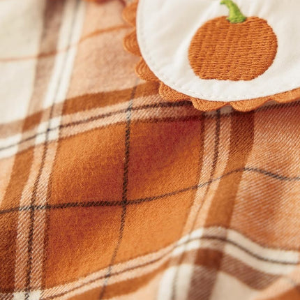 Gymboree Girls' and Toddler Short Sleeve Dresses, Pumpkin Plaid, 8