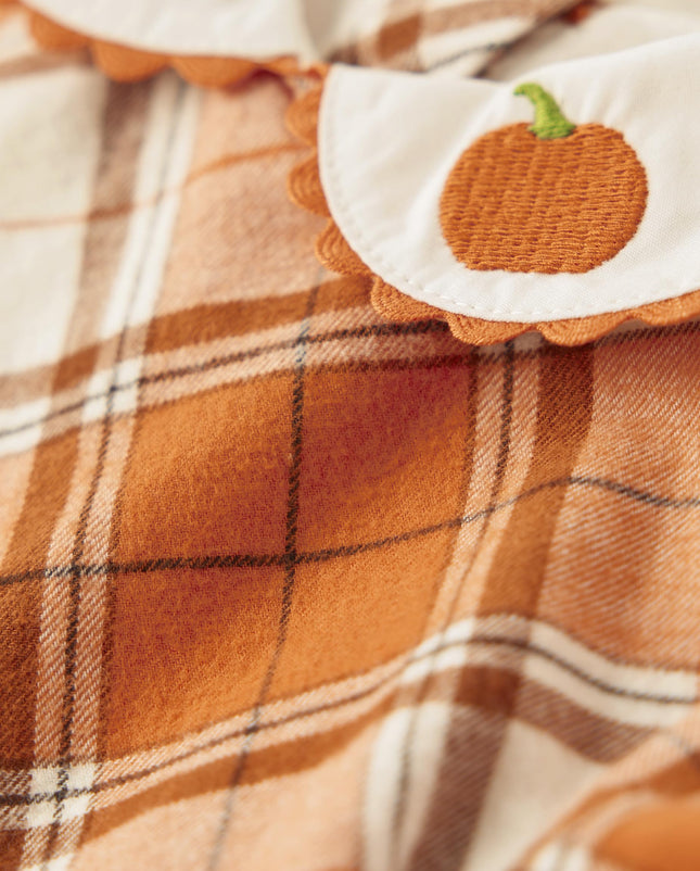 Gymboree Vestidos de manga corta para niñas y niñas pequeñas, cuadros de calabaza, 8