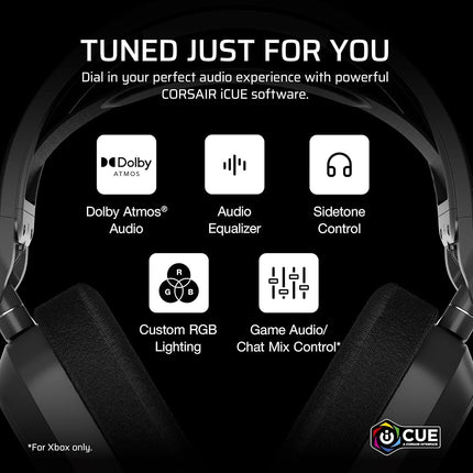 Corsair HS80 MAX Wireless Xbox Gaming Headset with Bluetooth � Dolby Atmos � Broadcast Quality Microphone � iCUE Compatible � Xbox, PC, Mac, Mobile � Steel Grey