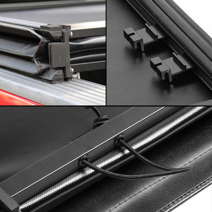 DNA MOTORING TTC-TRISOFT-016 Cubierta de lona plegable de tres hojas blanda y ajustable para la caja trasera de camionetas pick-up