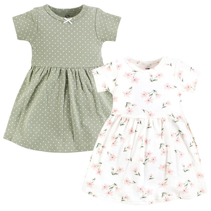 Hudson Baby Baby Girls' Cotton Dresses, Pink Dainty Floral, 0-3 Months