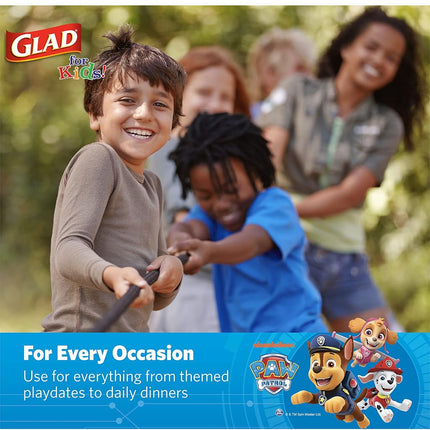 Glad for Kids Paw Patrol Paper Plates, Disposable Paw Patrol Plates for Kids, Heavy Duty Soak Proof Microwavable Paper Plates, Core Pups Blue 7 Inch Round Plates 20ct, Paw Patrol Birthday