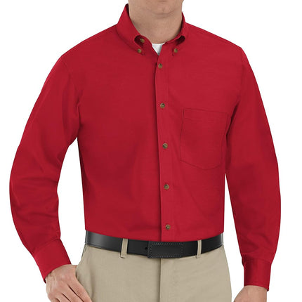 Red Kap Men's Poplin Dress Shirt, Red, 5X-Large