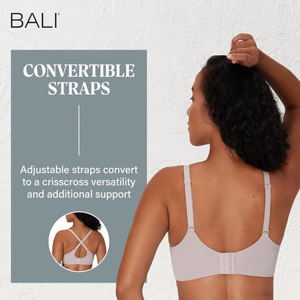 Bali Women's Breathe Modal T-Shirt, Breathable Wireless, Full-Coverage Convertible Bra, 1 inches, Gloss, L