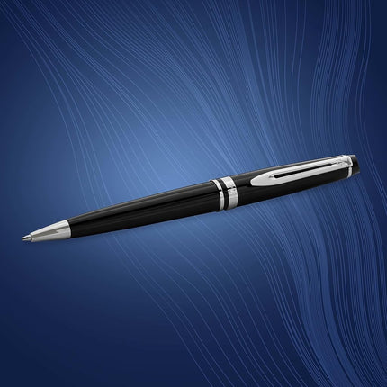 Waterman Expert Ballpoint Pen | Gloss Black with Chrome Trim | Medium Tip | Blue Ink | Gift Box