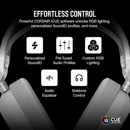 Corsair HS80 MAX WIRELESS Multiplatform Gaming Headset with Bluetooth – Dolby Atmos – Broadcast Quality Microphone – iCUE Compatible – PC, Mac, PS5, PS4, Mobile – White