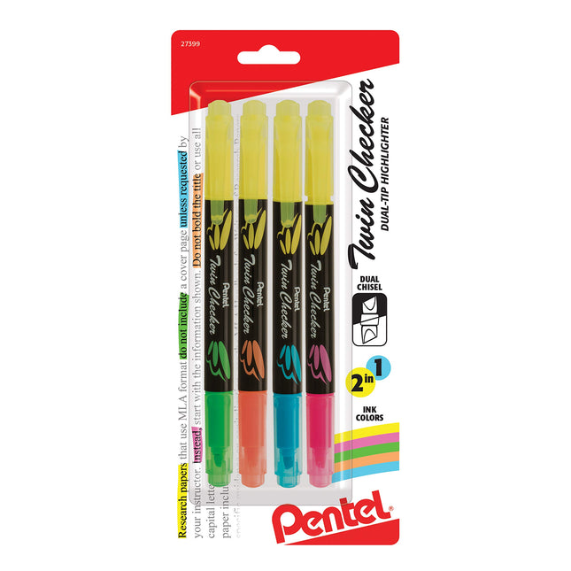 Pentel Twin Checker Dual-tip Highlighter, Chisel T